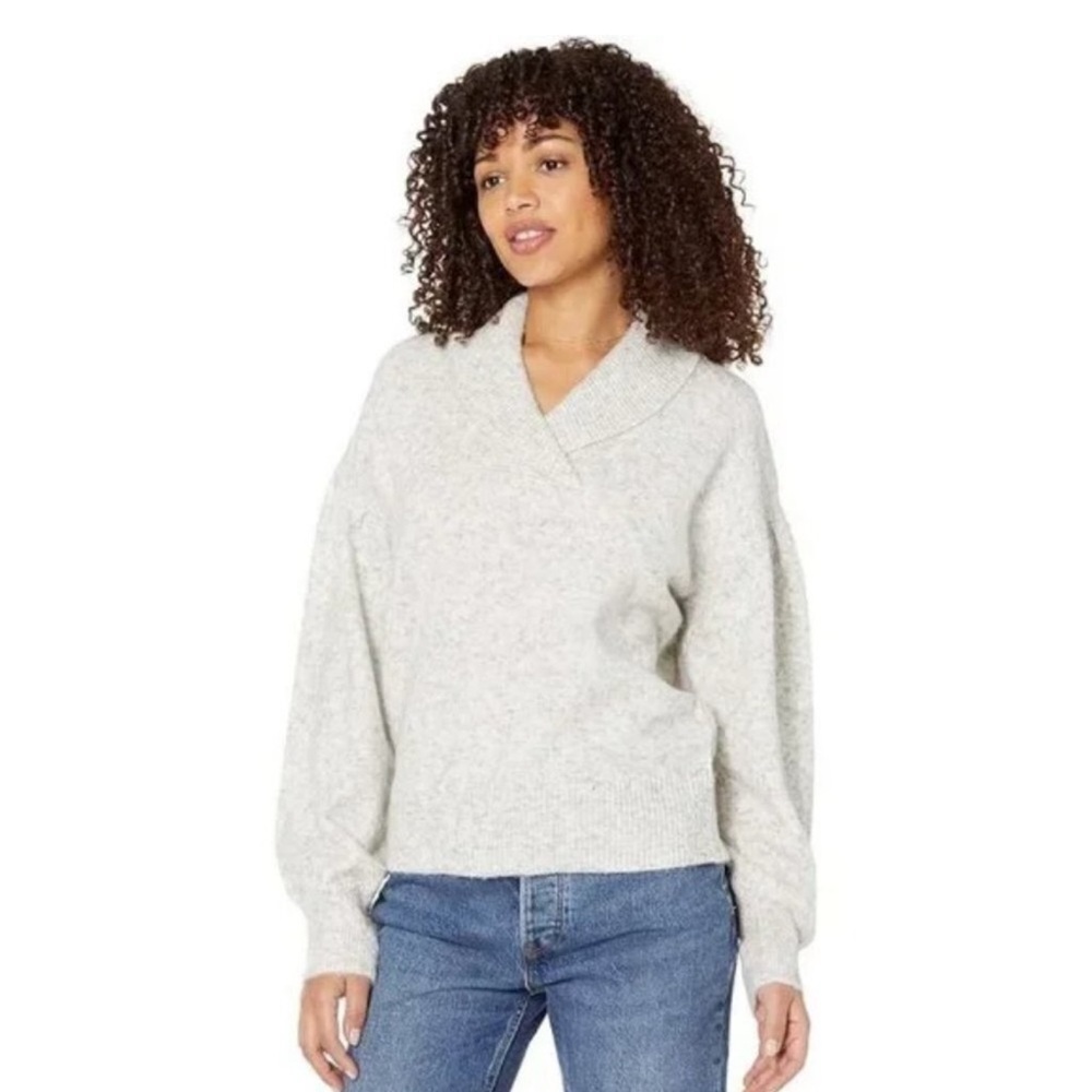 Madewell Vinson Shawl-Collar Pullover Sweater Heathered Grey Size S